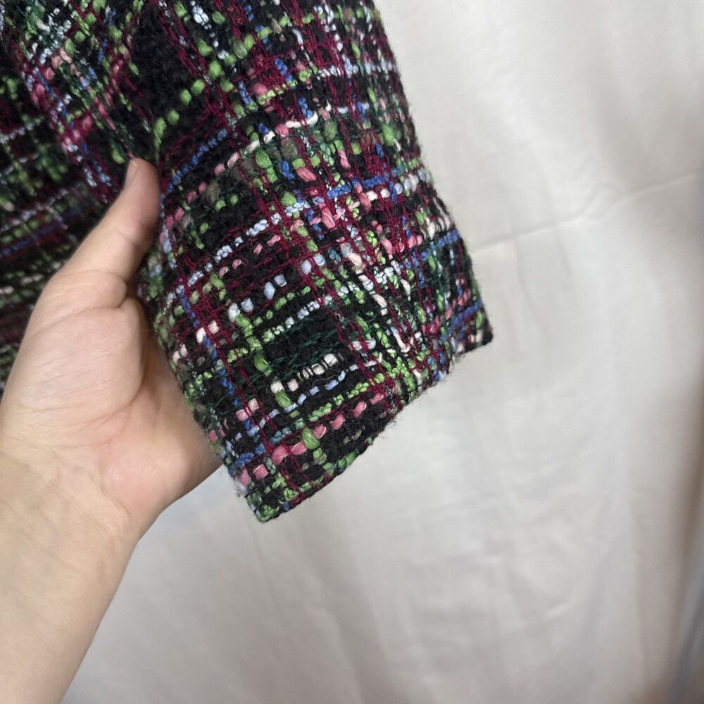 Women’s Multicolored Wool Blend Blazer Size 14 Petite Preowned - Picture 2 of 16